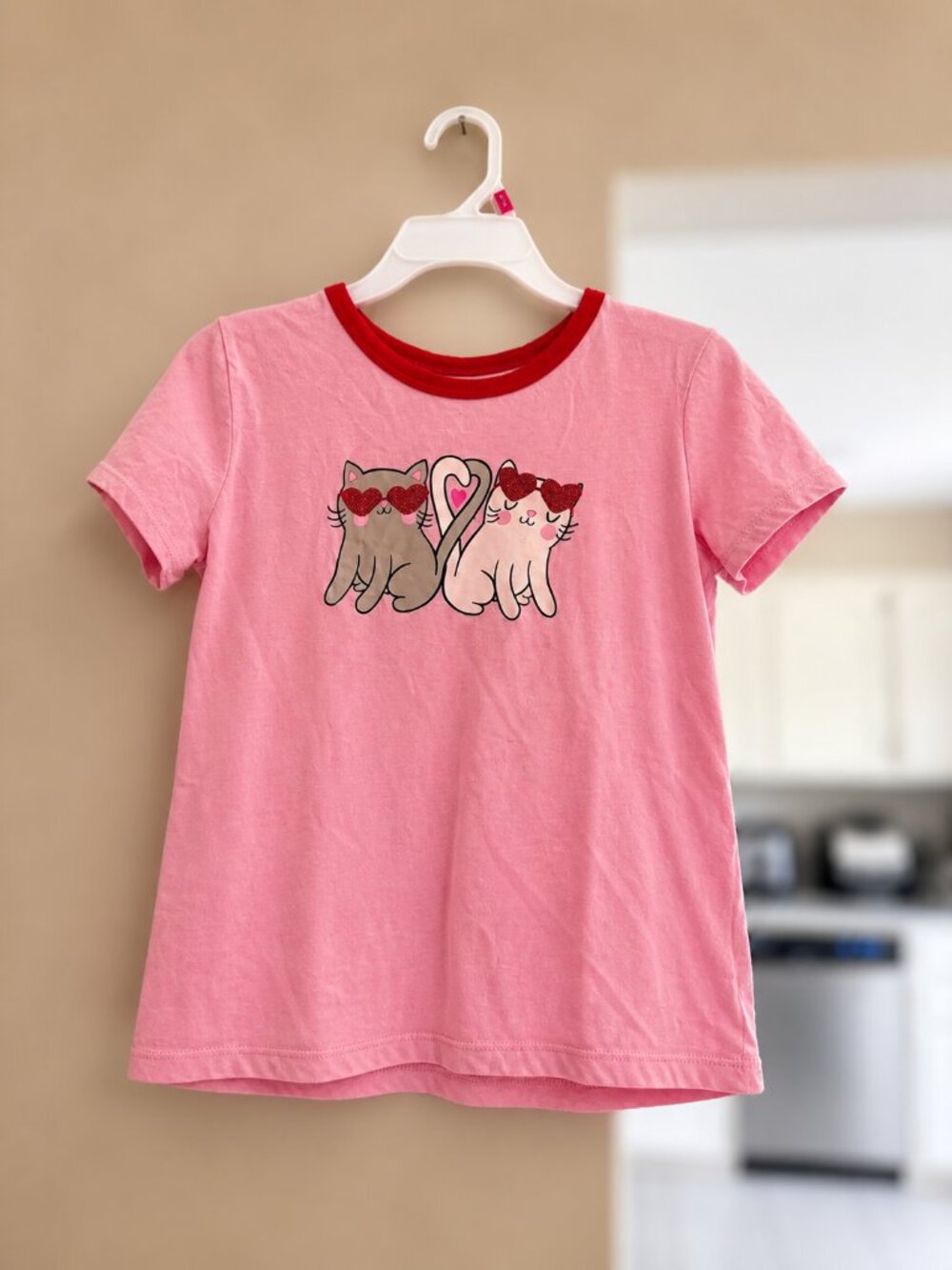 Girls Pink Cat Graphic Tee Size Large